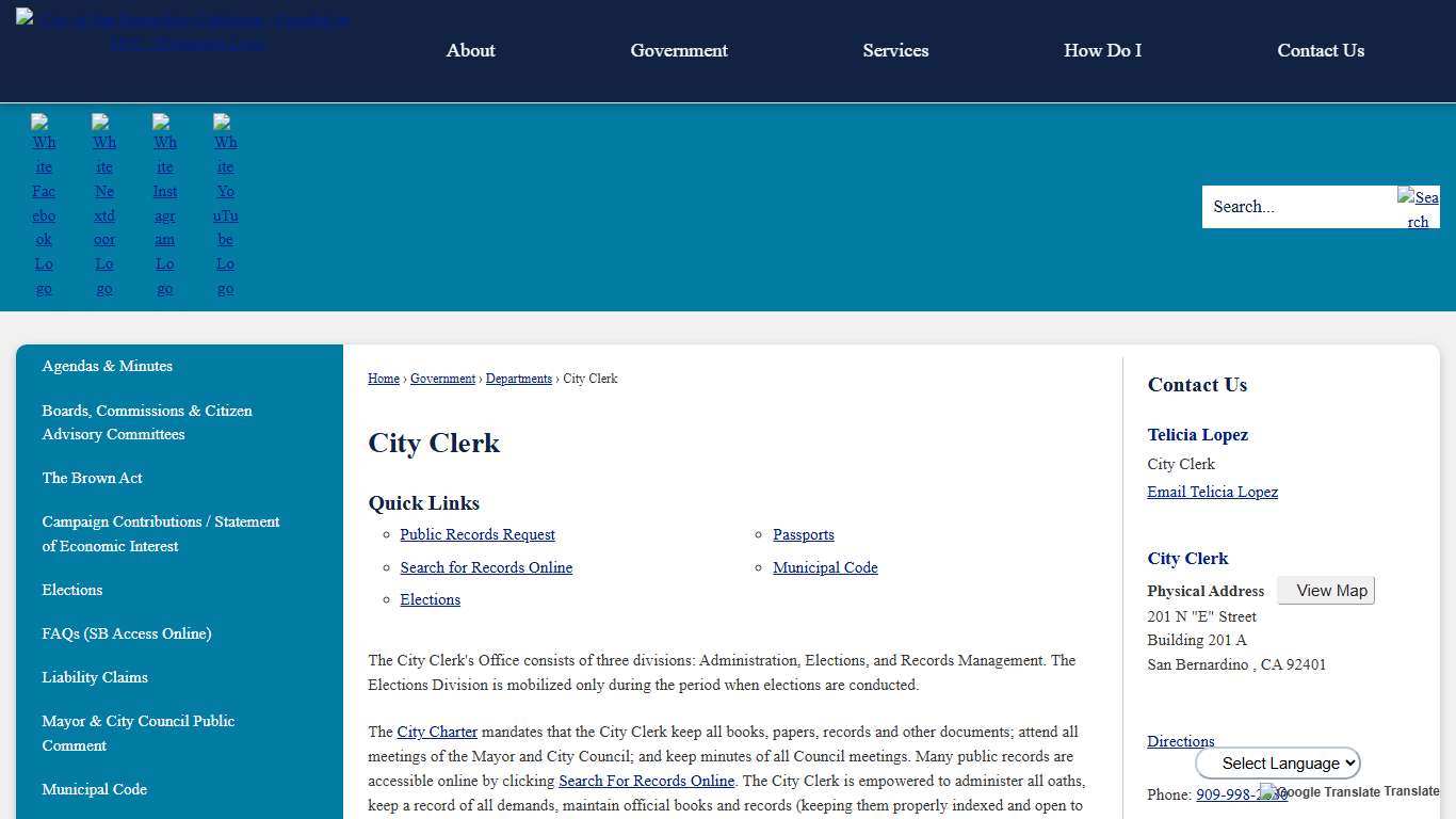 City Clerk | San Bernardino, CA